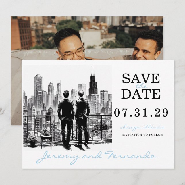 Chicago Grooms Save The Date (Front/Back)