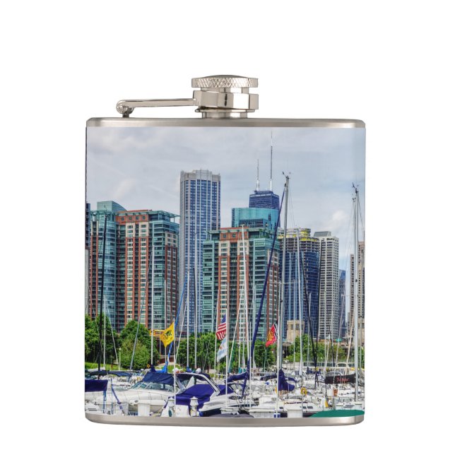 Chicago Harbour Hip Flask (Front)