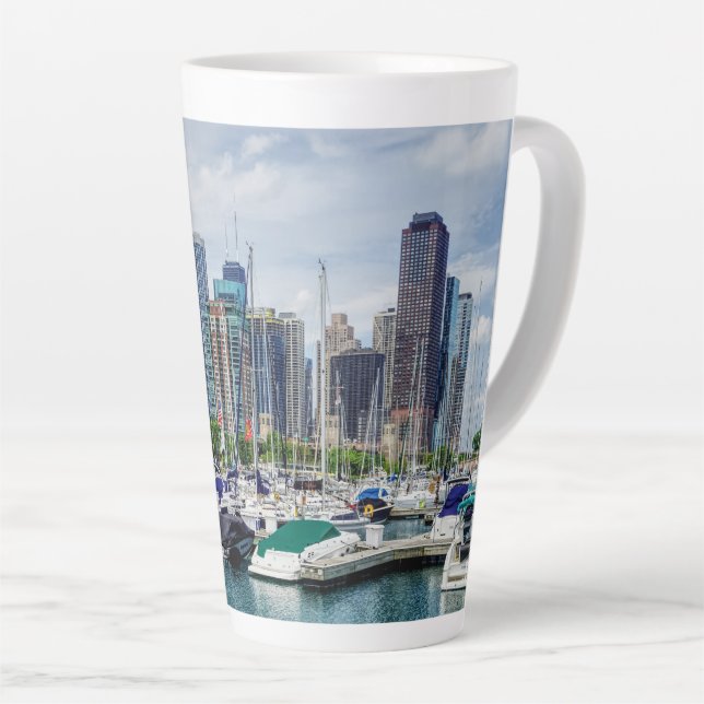 Chicago Harbour Latte Mug (Right Angle)