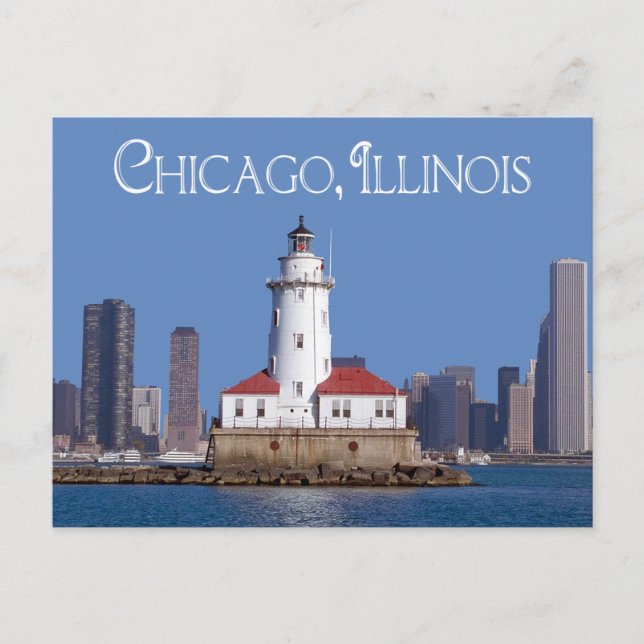 Chicago Harbour Lighthouse, Chicago Illinois USA Postcard (Front)