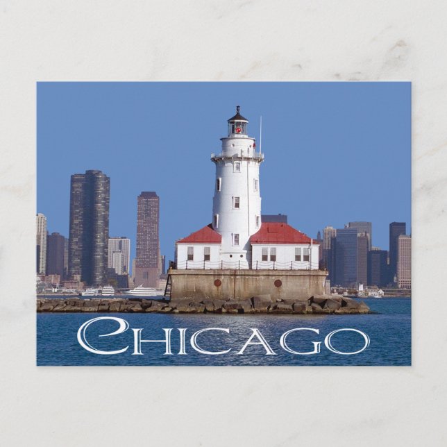 Chicago Harbour Lighthouse, Chicago Illinois USA Postcard (Front)