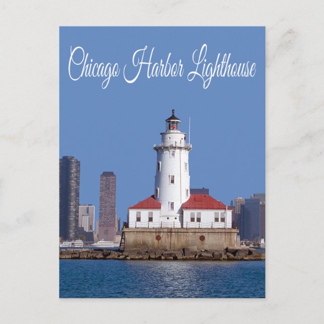 Chicago Harbour Lighthouse, Chicago Illinois USA Postcard (Front)
