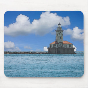 Chicago Harbour Lighthouse Painterly Mouse Pad