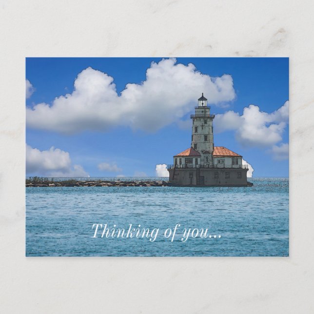 Chicago Harbour Lighthouse Painterly Postcard (Front)