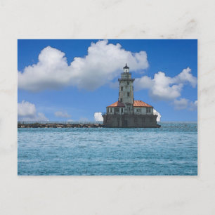 Chicago Harbour Lighthouse Painterly Postcard