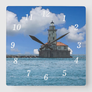 Chicago Harbour Lighthouse Painterly Wall Clock