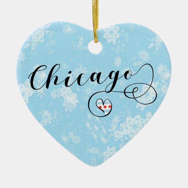 Chicago Heart, Christmas Tree Ornament (Front)