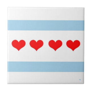 Chicago Heart Flag Tile