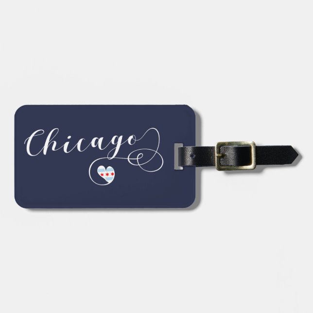 Chicago Heart Luggage Tag Template, Illinois (Front Horizontal)