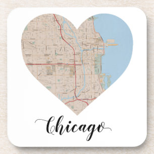 Chicago Heart Map Coaster