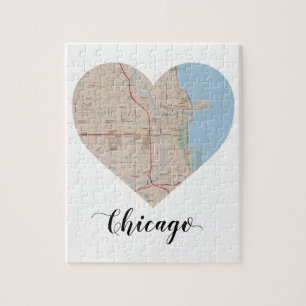 Chicago Heart Map Jigsaw Puzzle