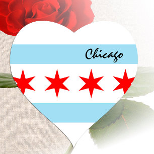 Chicago Heart Sticker, Patriotic Chicago Flag Sticker