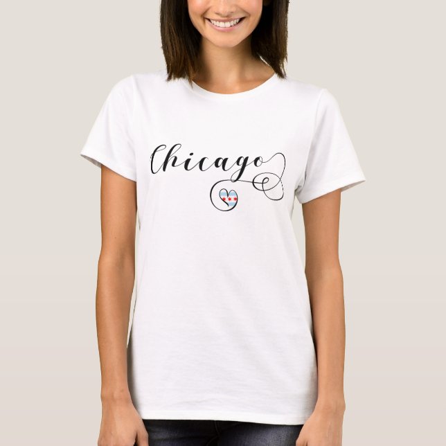Chicago Heart Tee Shirt, Illinois (Front)