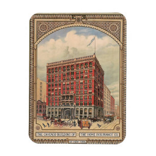 Chicago, Home Insurance Building, Vintage Magnet