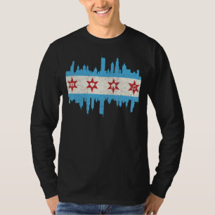 Chicago House Music Vintage DJ EDM Flag Skyline Pa T-Shirt