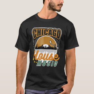Chicago House Music Vinyl Dj Raver Flag Skyline Ap T-Shirt