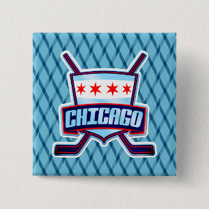 Chicago Ice Hockey Flag 2 Inch Square Button