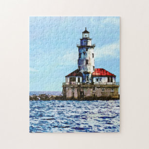 Chicago IL - Chicago Harbour Light Jigsaw Puzzle
