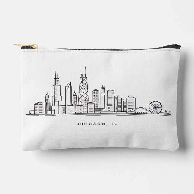 Chicago IL Cityscape Illustration Accessory Pouch (Front)