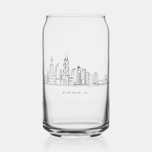 Chicago IL Cityscape Illustration Can Glass