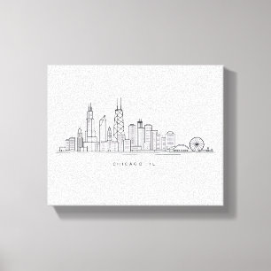Chicago IL Cityscape Illustration Canvas Print