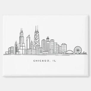 Chicago IL Cityscape Illustration Magnet