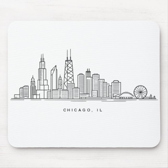 Chicago IL Cityscape Illustration Mouse Pad (Front)