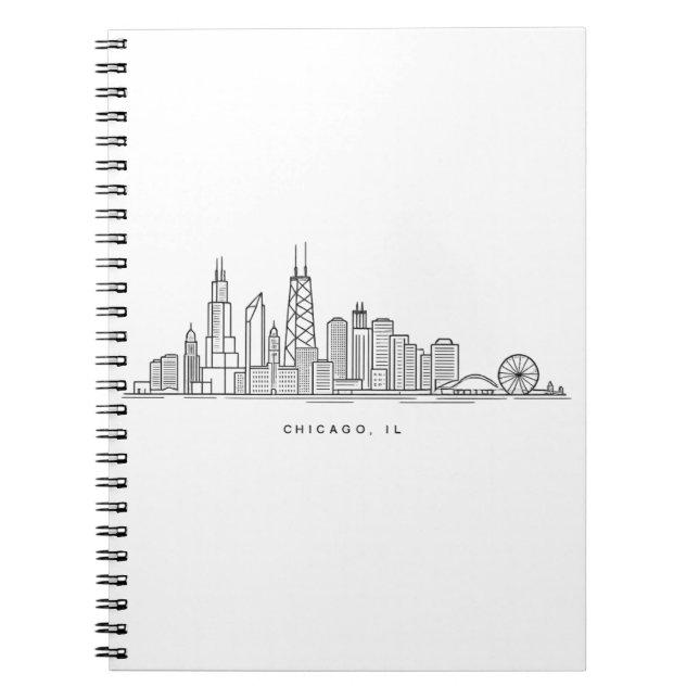 Chicago IL Cityscape Illustration Notebook (Front)