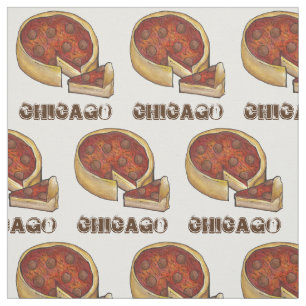 CHICAGO IL Illinois Pepperoni Deep Dish Pizza Food Fabric