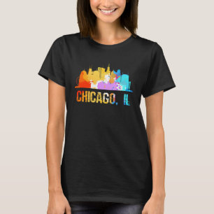 Chicago IL Illinois Watercolor Cityscapes and Skyl T-Shirt