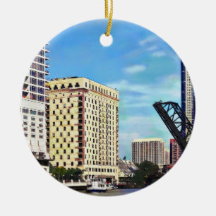 Chicago IL - Near the Kinzie Street Bridge Ceramic Ornament