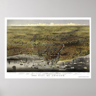Chicago, IL Panoramic Map - 1874 Poster