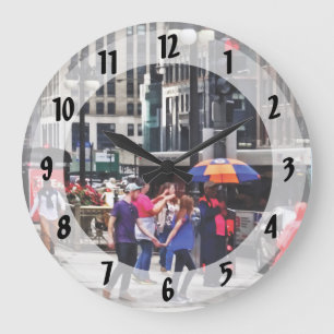 Chicago IL - Rainy Day on E Wacker Drive Large Clock