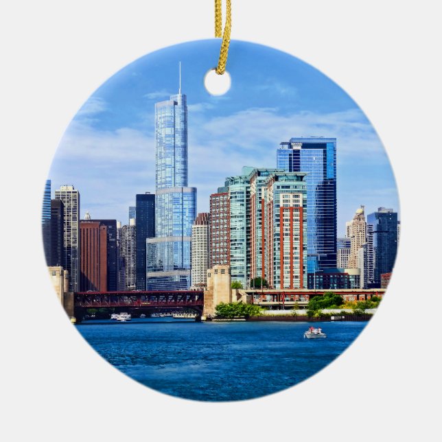 Chicago IL - View From Lake Michigan Ceramic Ornament (Front)