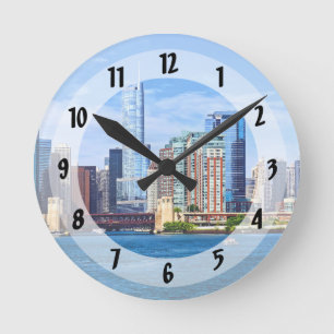 Chicago IL - View From Lake Michigan Round Clock