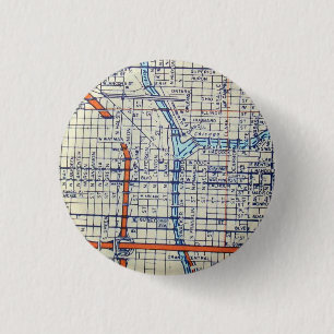 Chicago, IL Vintage Map 1 Inch Round Button