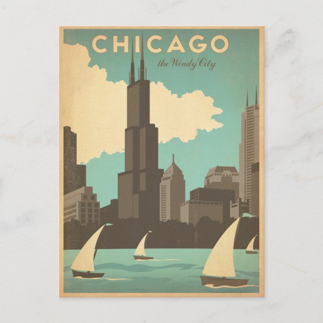 Chicago, IL - Windy City Postcard (Front)