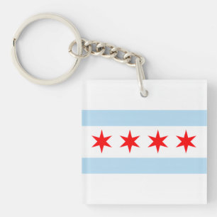 Chicago Illinois 4 Stars Vintage Travel Keychain