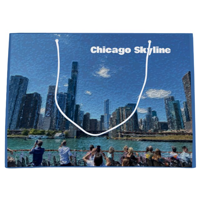 Chicago, Illinois Abstract Skyline Large Gift Bag (Front)