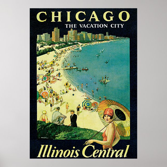 Chicago,Illinois America Vintage Travel Poster (Front)