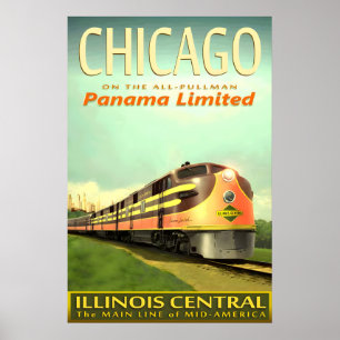 CHICAGO Illinois Central Railroad PANAMA Limited Poster