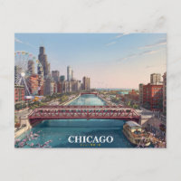 Chicago Illinois | Chicago River Skyline Souvenir
