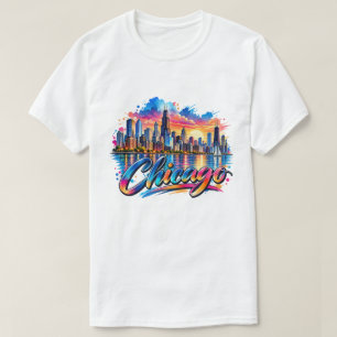 Chicago Illinois, Chicago Skyline Sunset Cityscape T-Shirt