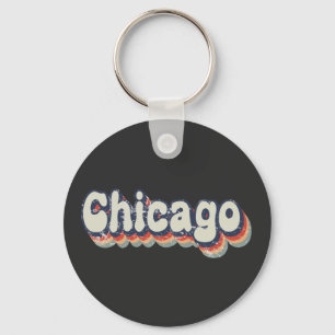 Chicago Illinois Chrome City Classic Art Keychain
