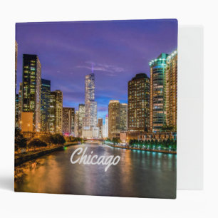 Chicago Illinois City At Night Binder