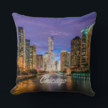 Chicago Illinois City At Night Throw Pillow<br><div class="desc">Chicago Illinois City At Night
This beautiful windy city is your to take home
John Hancock Centre
Chicago River</div>