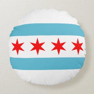 Chicago (Illinois) City flag Round Pillow