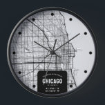 Chicago, Illinois City Map Clock<br><div class="desc">A fun wall clock featuring a top-down street map representing the wonderful city of Chicago, Illinois.</div>