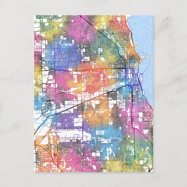 Chicago Illinois City Map Postcard (Front)