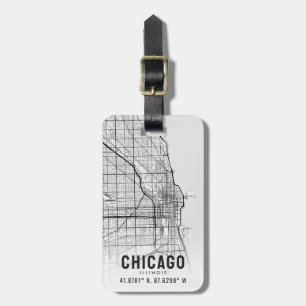 Chicago, Illinois City Map Topography Luggage Tag